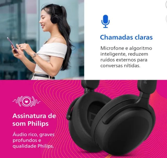 Headphone Bluetooth, TAH2300BK/00,PHILIPS - Foto 4