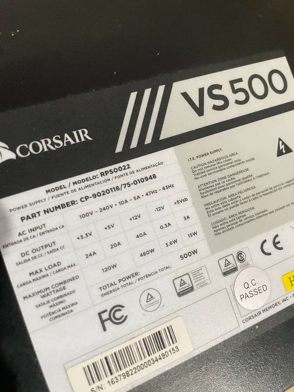 Fonte Corsair VS 500