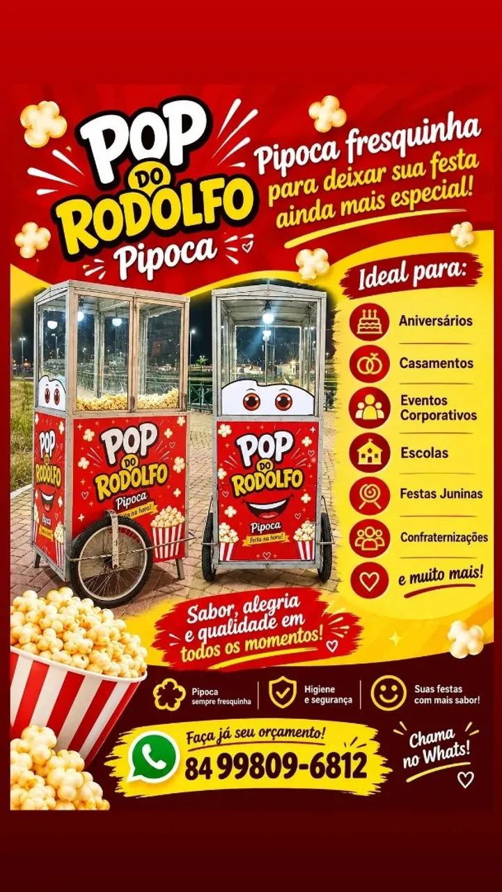 Carrinho de pipoca para sua festa