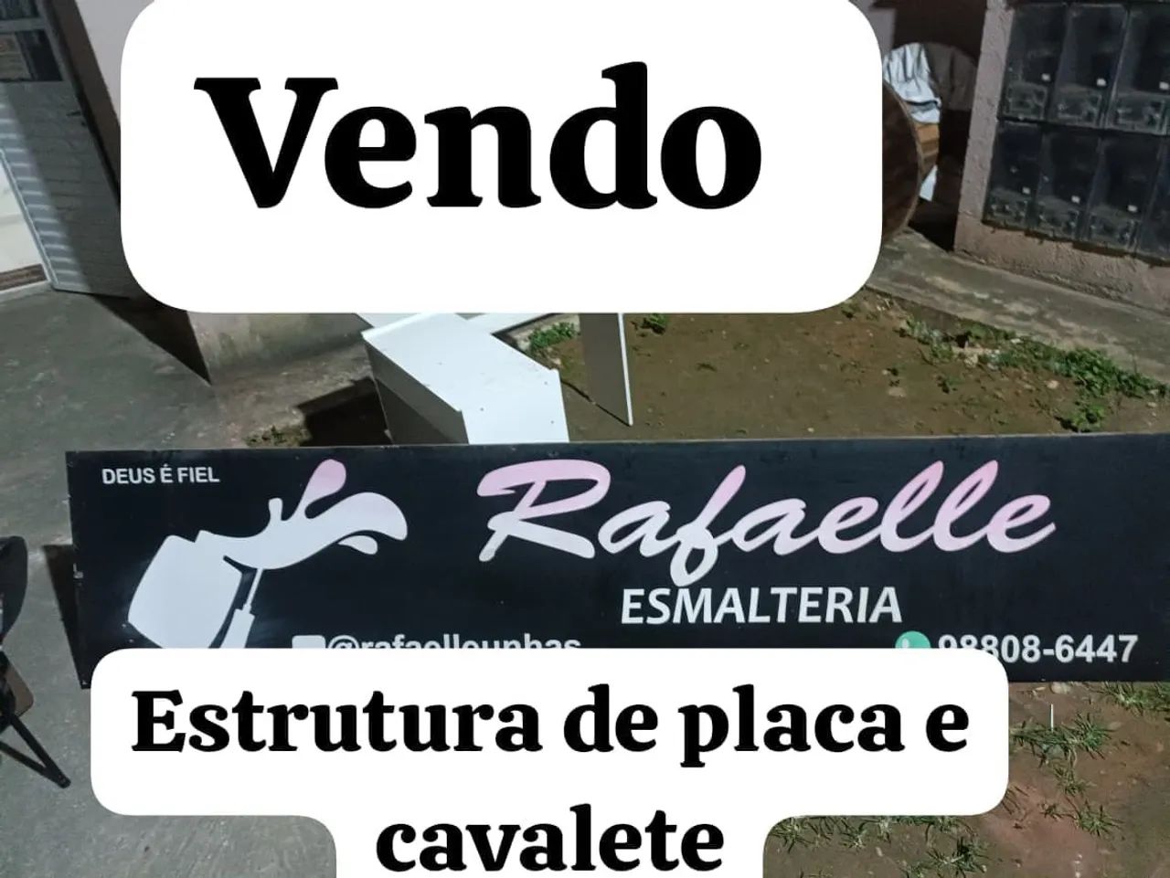 Placa e cavalete para loja 