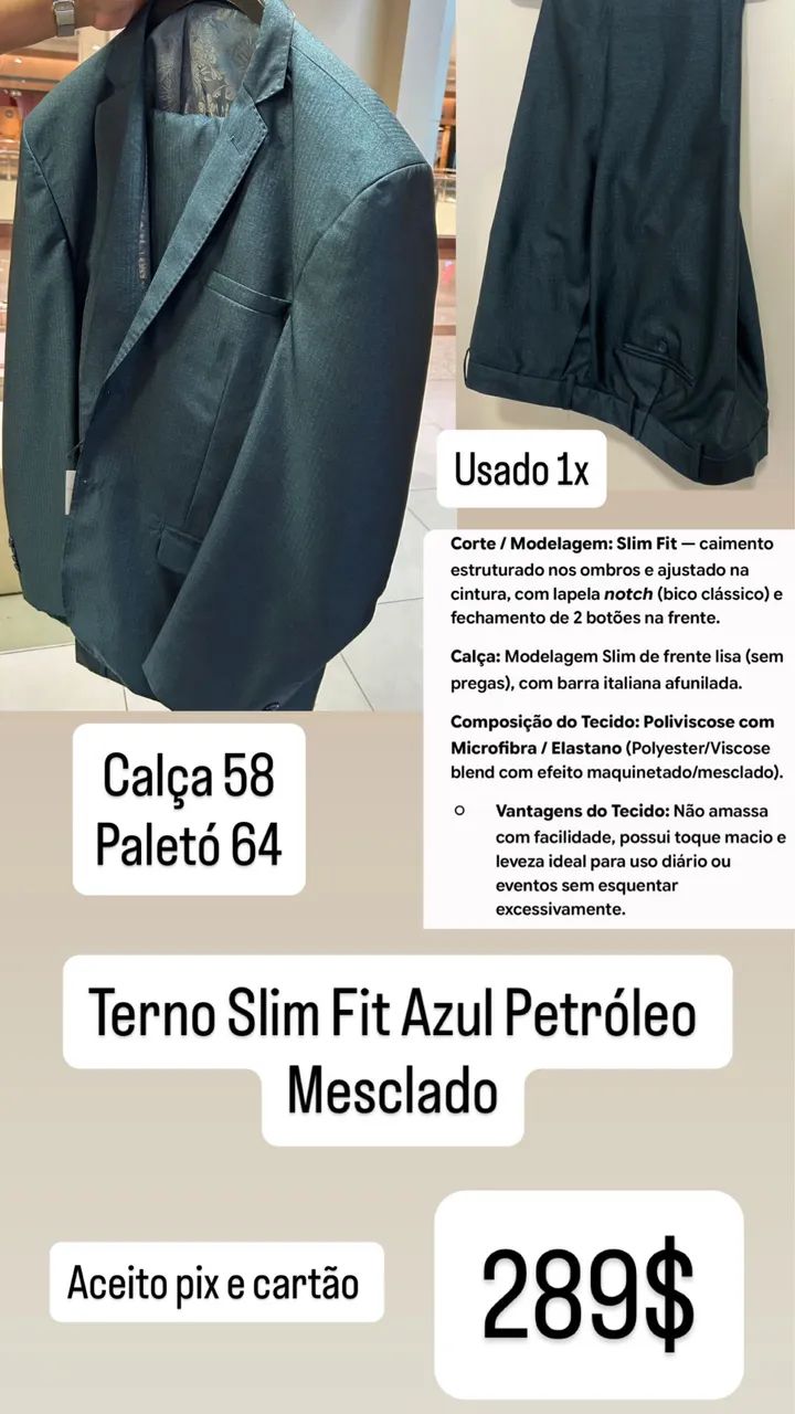 Terno Azul Petróleo 