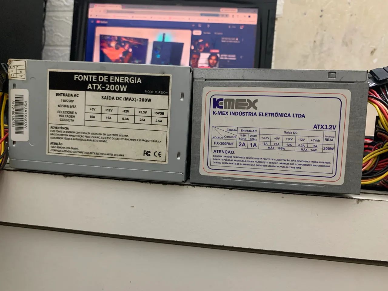 Kit 2 Fontes ATX 200W Para PC Desktop (K-Mex e Genérica) - Funcionando - Foto 4