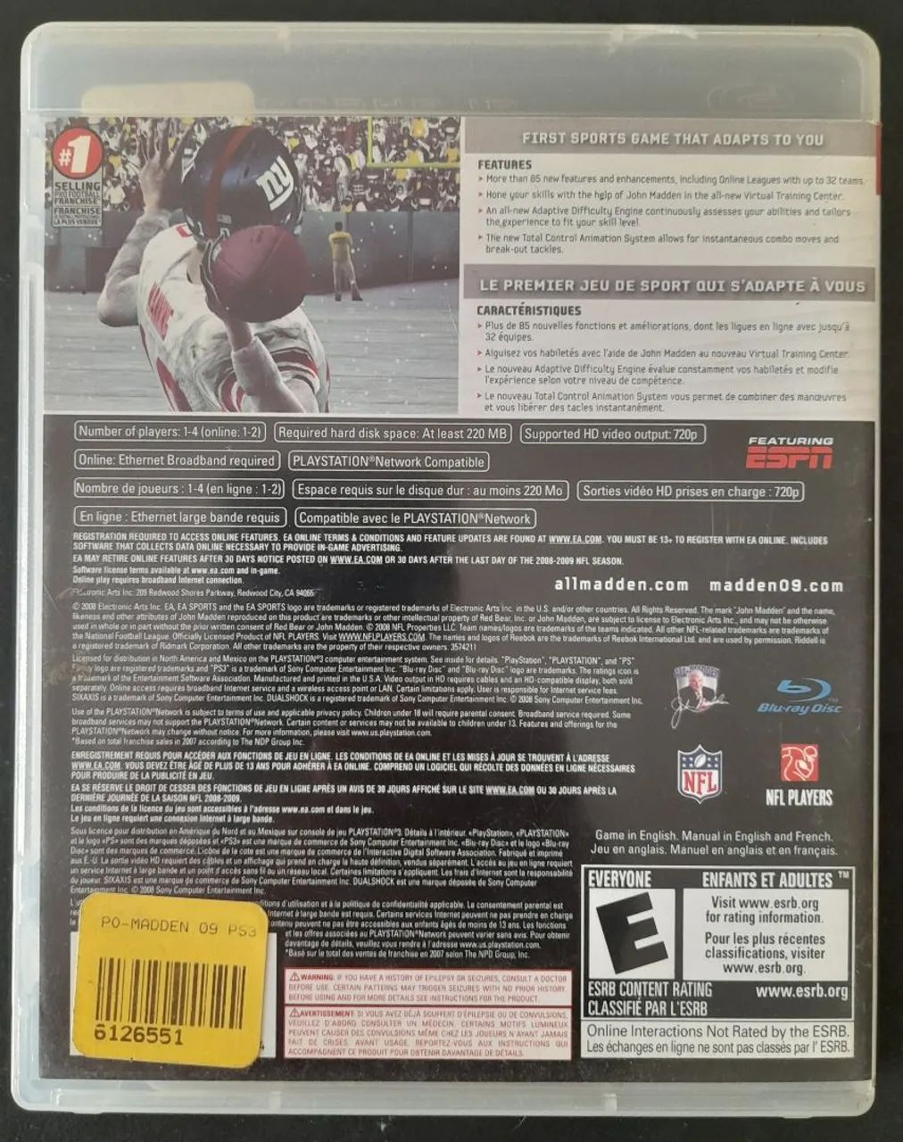 Blu-ray ps3 Madden NFL 09 - Foto 3