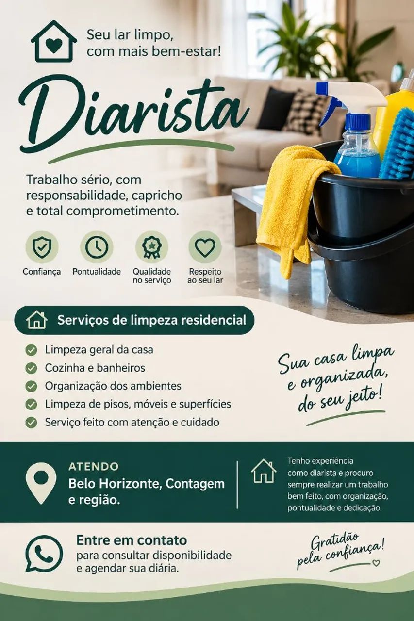 Profissional da limpeza diarista 