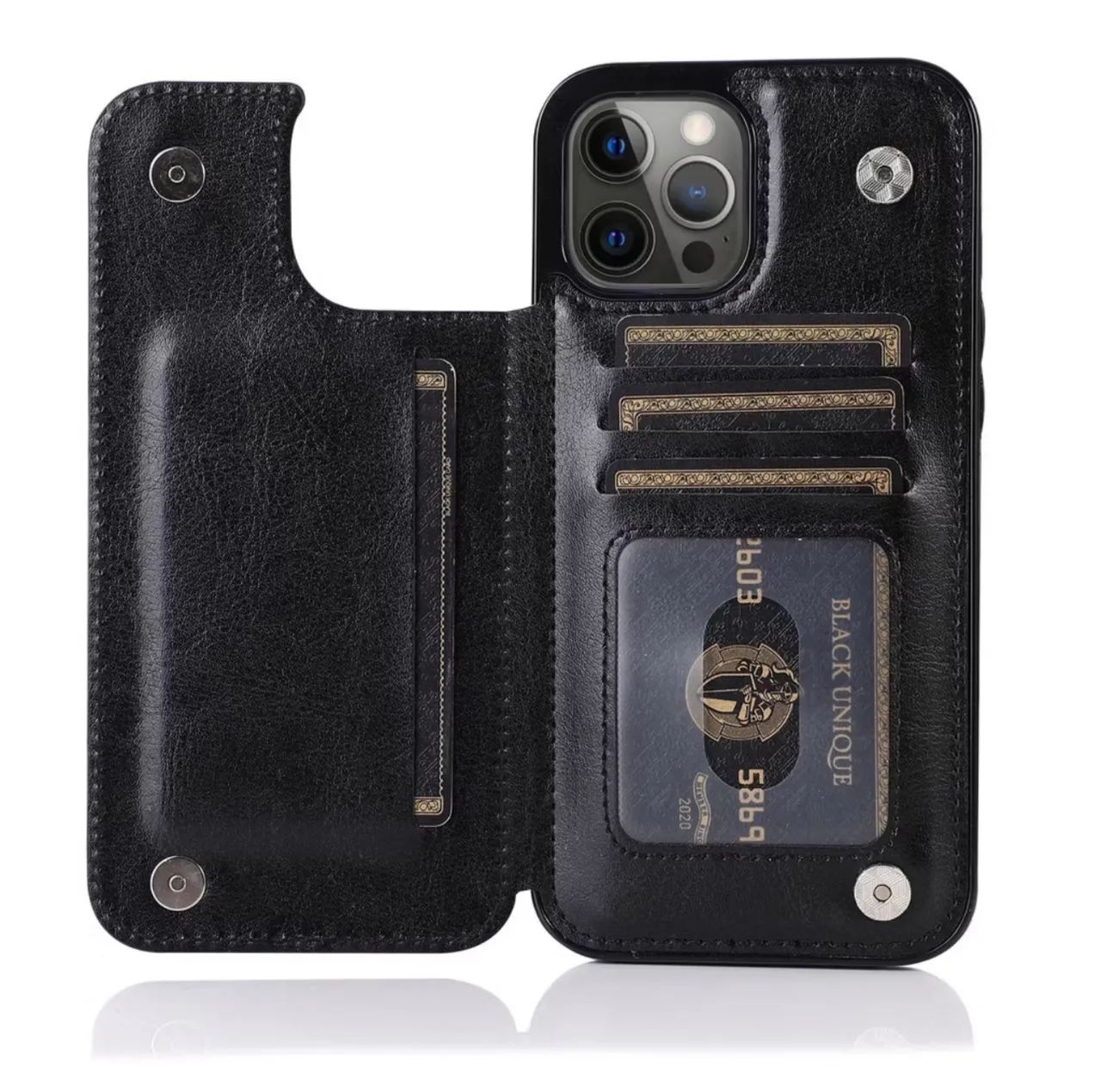 Capa celular carteira cor preta para iPhone 13 