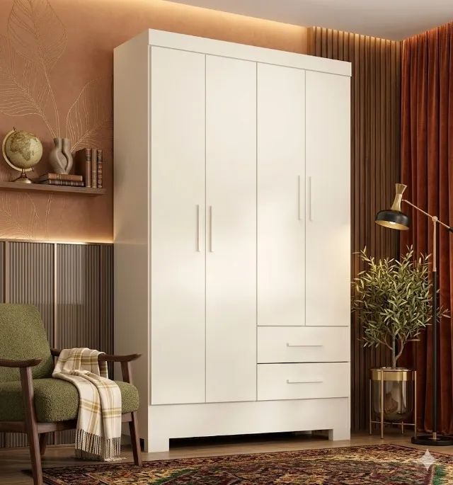 Guarda Roupa Branco Imperatriz 4 Portas Compacto Com Entrega