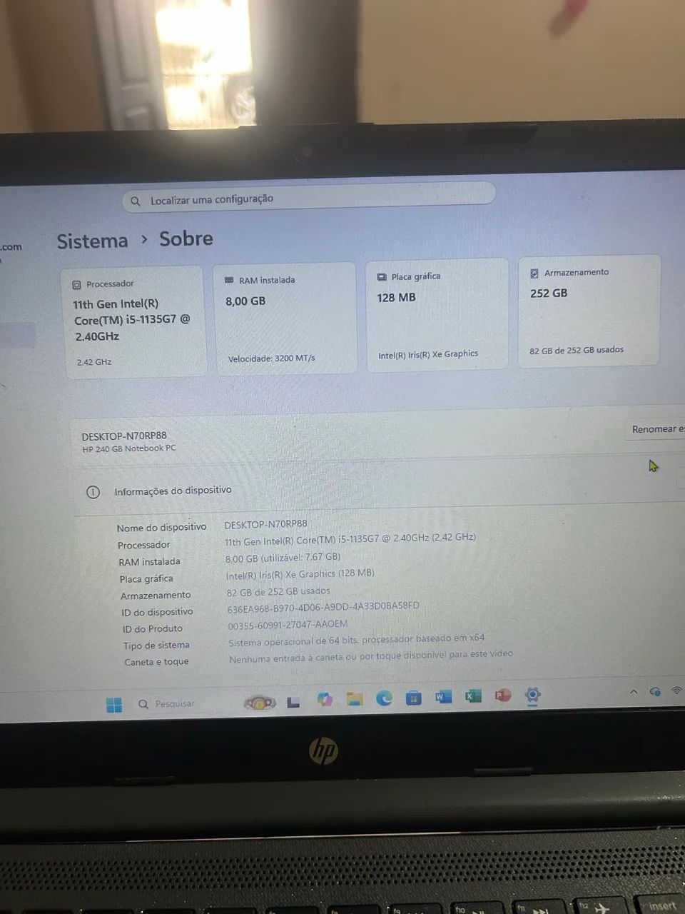 NOTEBOOK HP 240 G8 - INTEL CORE i5 11ª GERAÇÃO - Foto 2