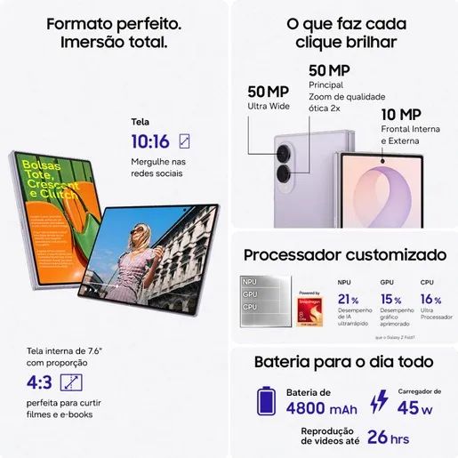 IMPERDÍVEL Z Fold 8 Preto com NF e Garantia - Foto 4
