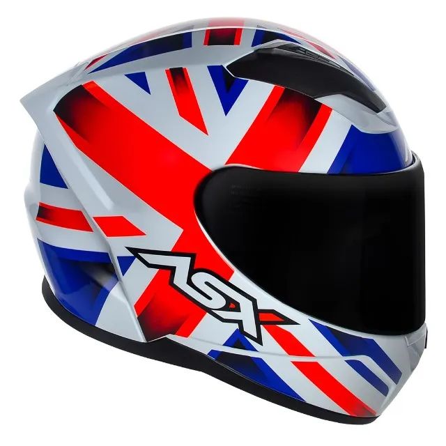 Capacete ASX City Kingdom Branco Vermelho Azul Inglaterra