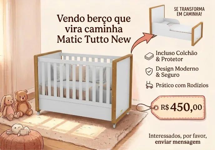 Berço que vira caminha 