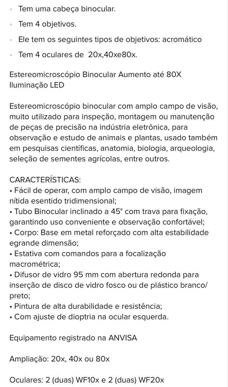 Estereo microscópio Binocular Aumento de até 80x Lupa - Iluminação Led - Foto 2