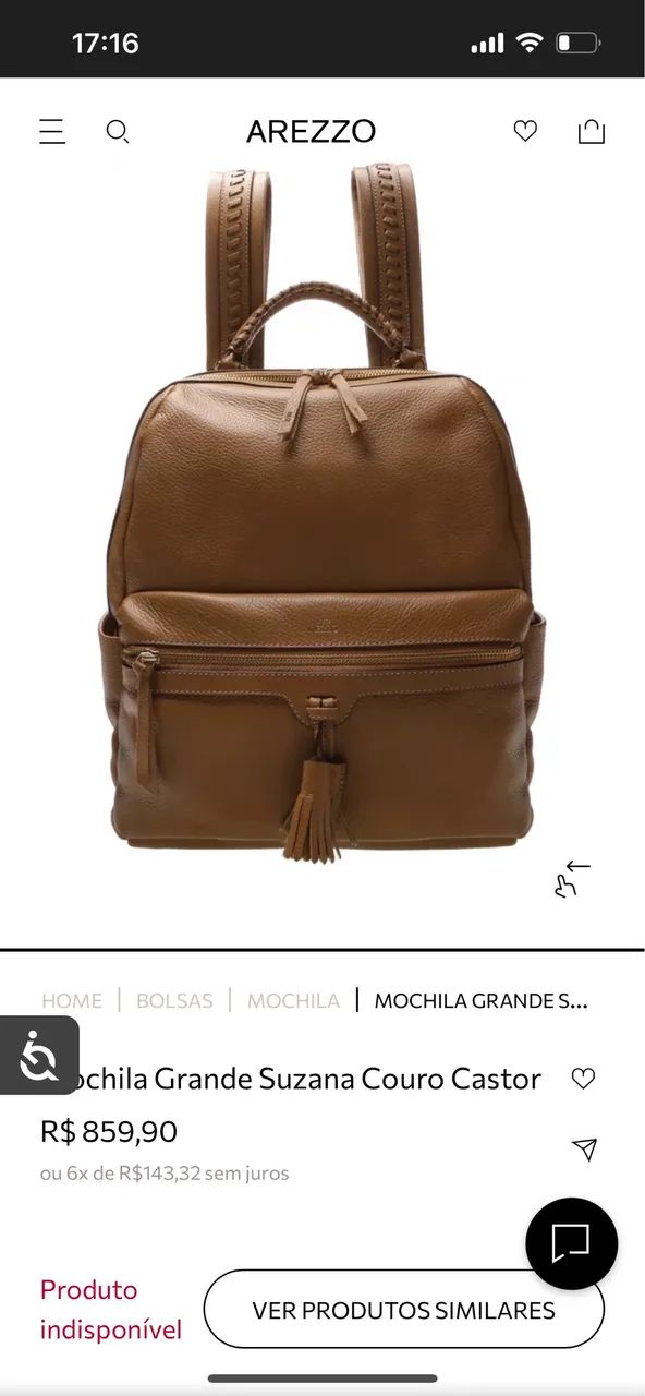 Mochila de couro Arezzo
