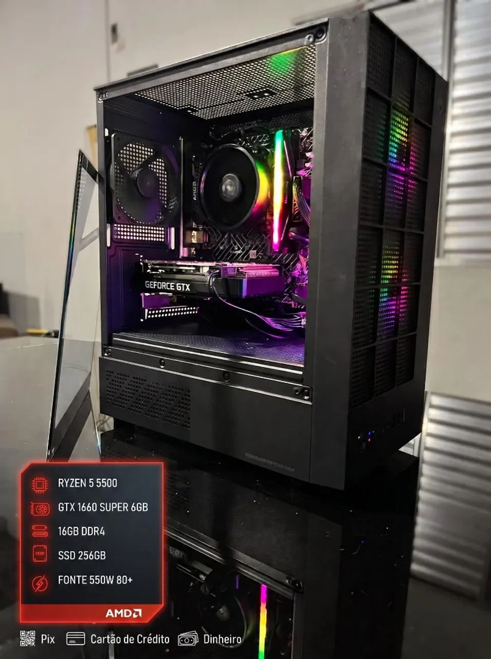 PC Gamer Ryzen 5 5500 GTX 1660 Super 6GB 16GB DDR4 SSD