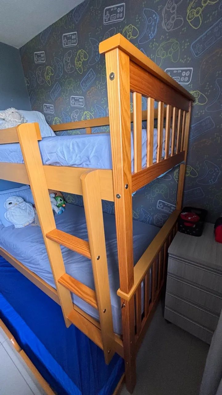 Cama beliche treliche com 3 colchões  - Foto 2