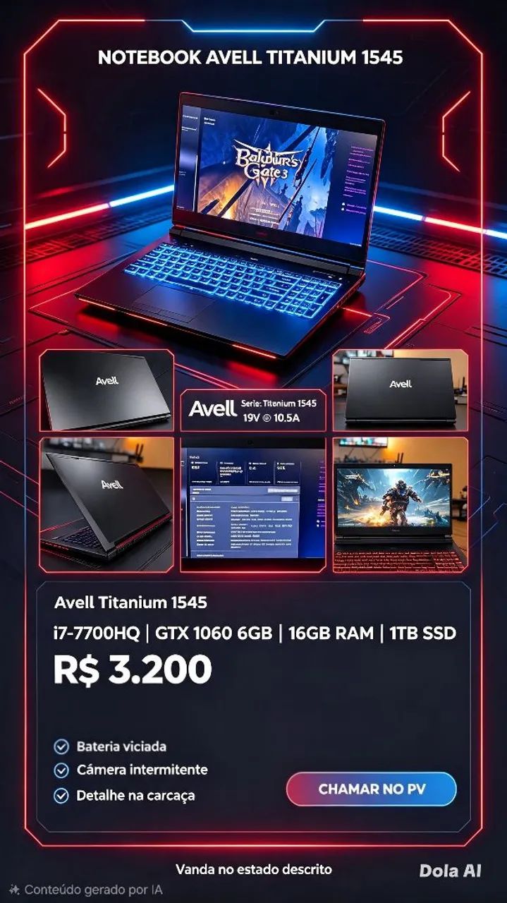 NOTEBOOK AVELL TITANIUM 1545