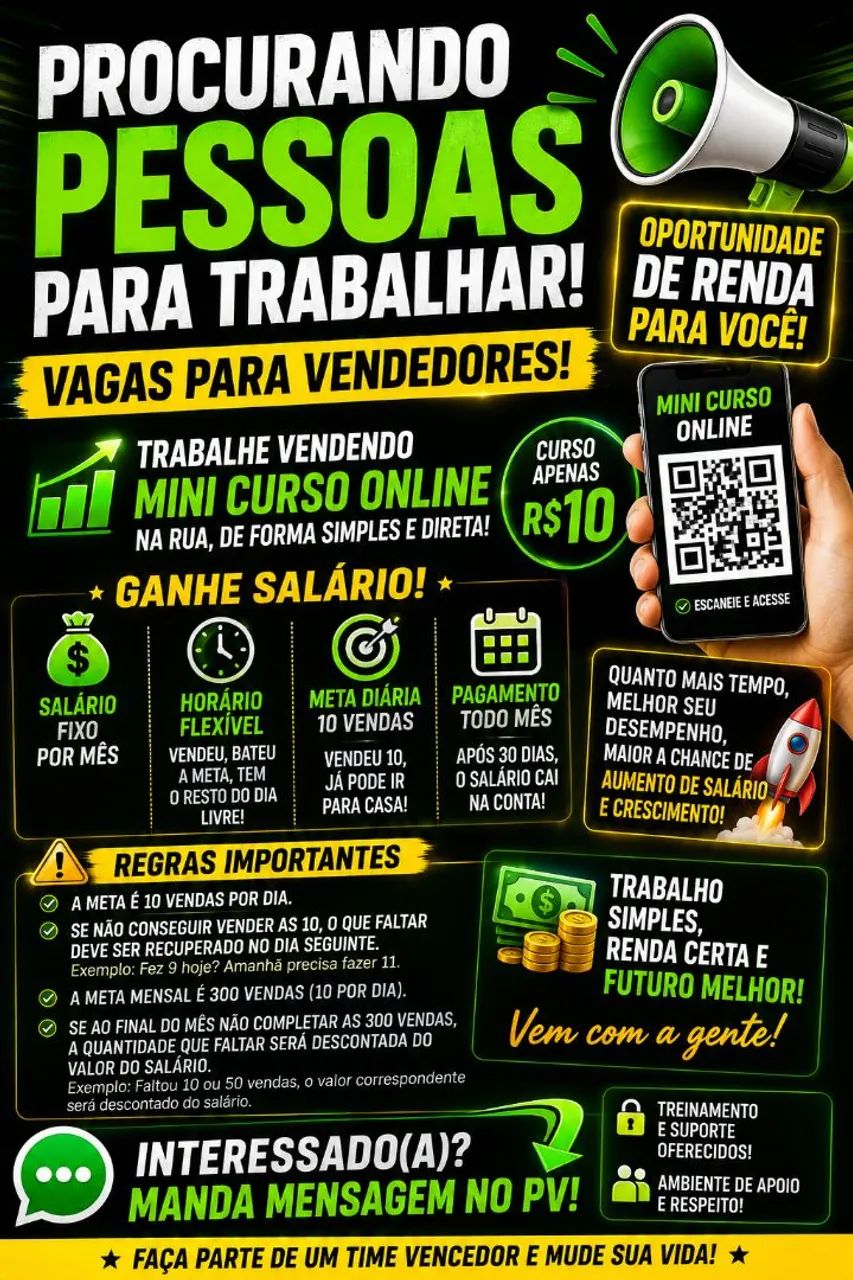 ? VAGAS PARA VENDEDORES! ?