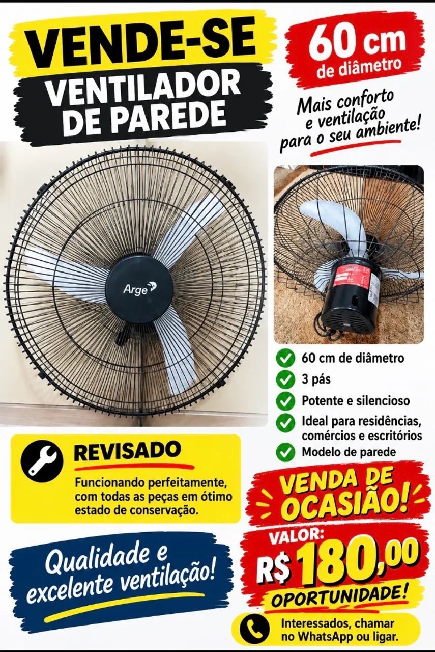 Nova oportunidade, VENTILADOR DE PAREDE