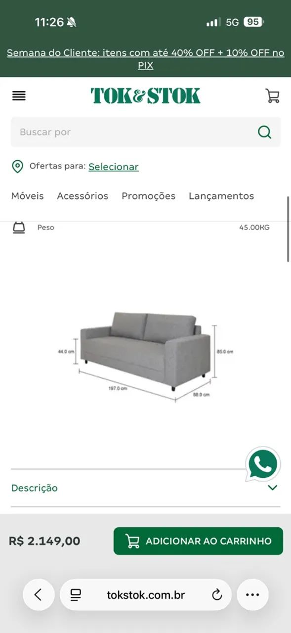Sofá Tokstok cinza  - Foto 5