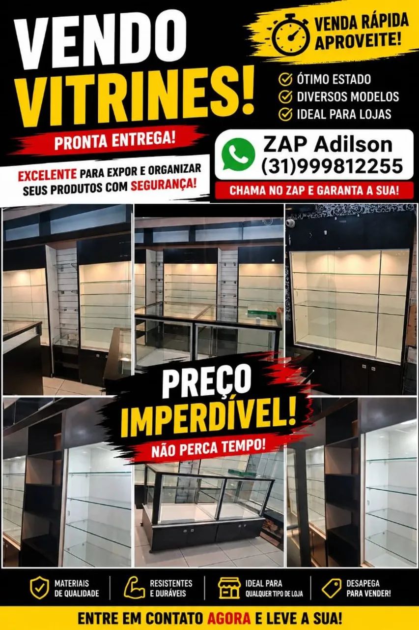 Venda de Vitrines preço a combinar , as vitrines maiores 800,00 cada 