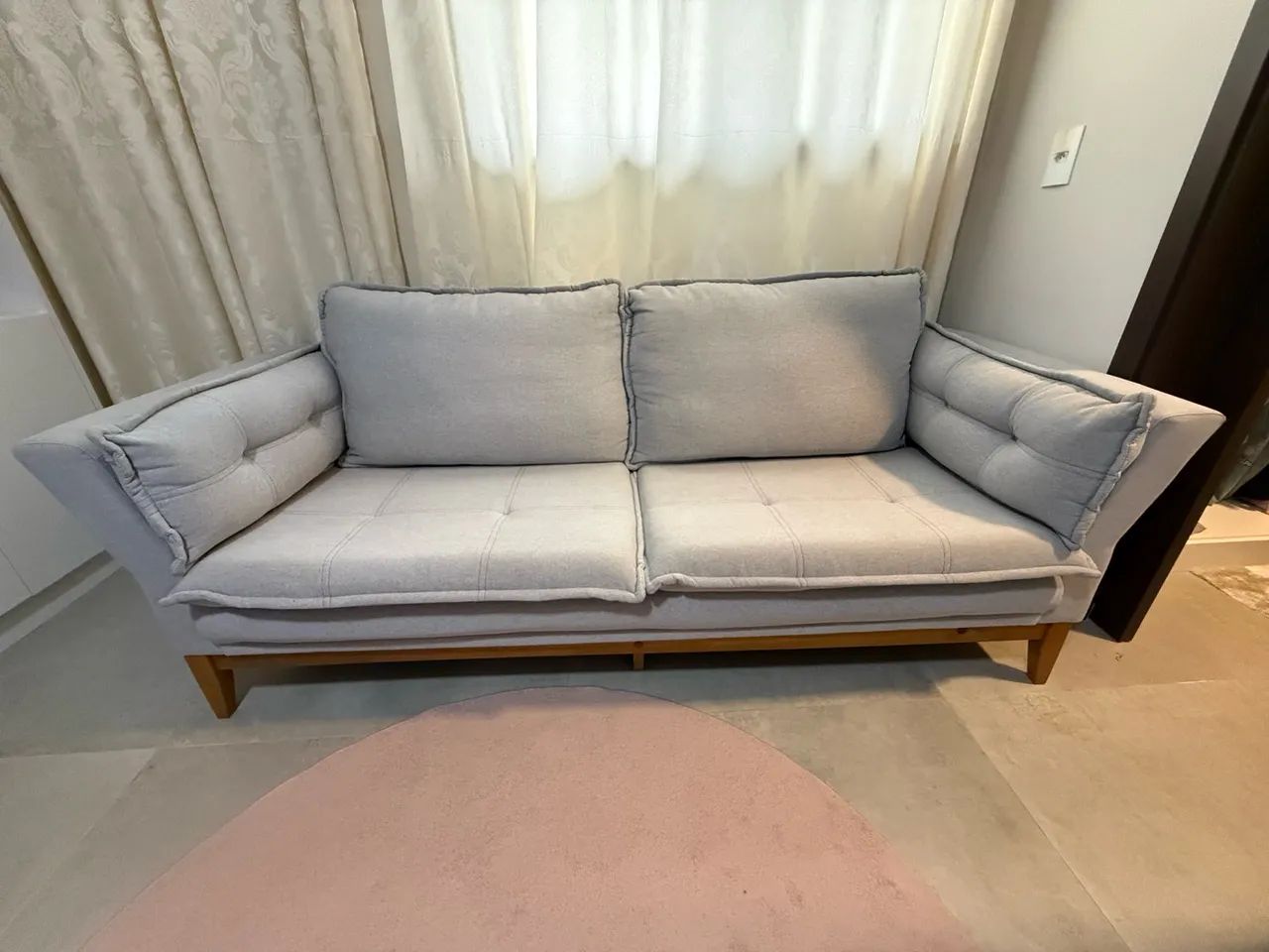 Sofá 3 lugares em linho cinza - Foto 3
