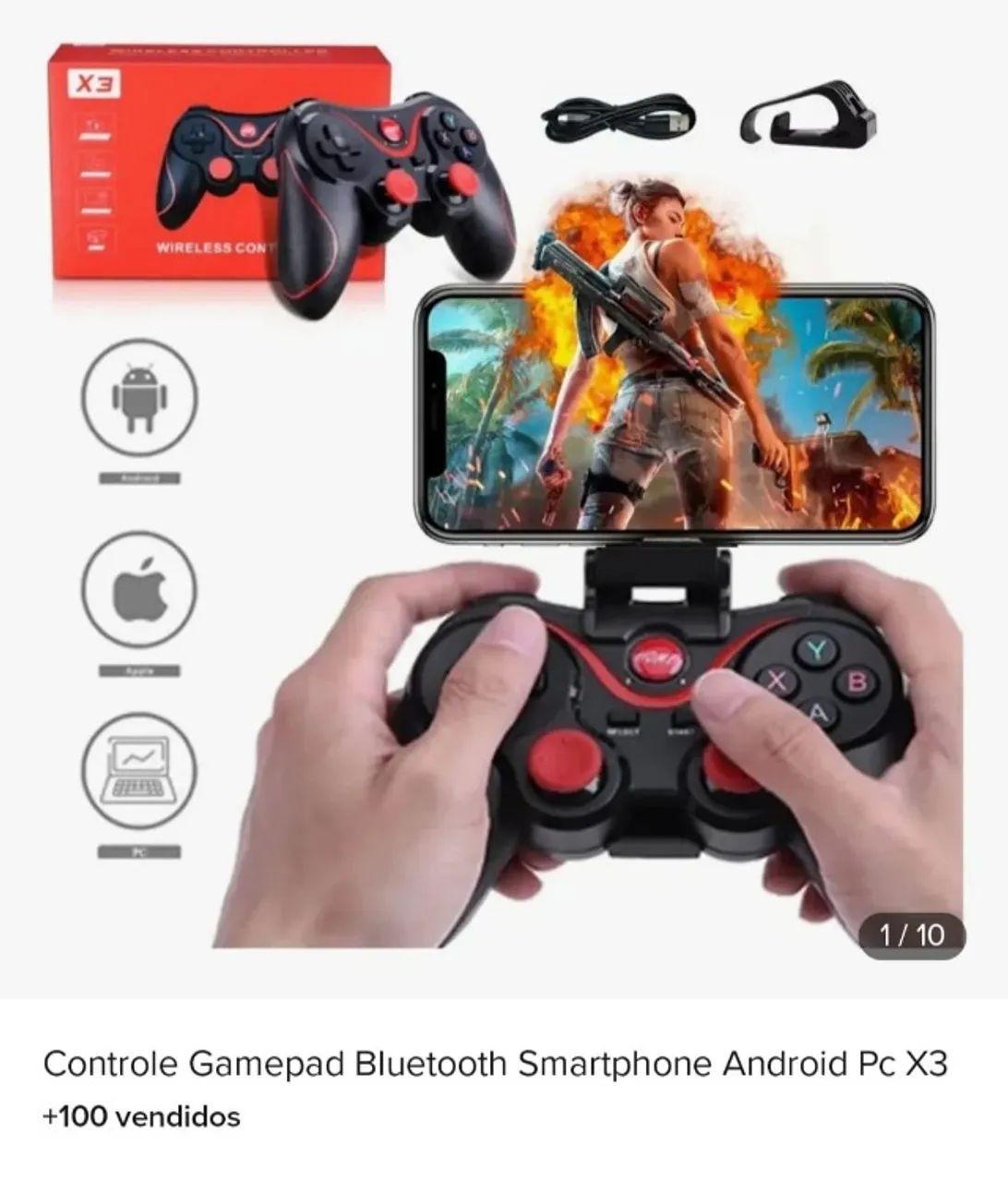 CONTROLE GAMEPAD BLUETOOTH - SEMINOVO - Foto 4