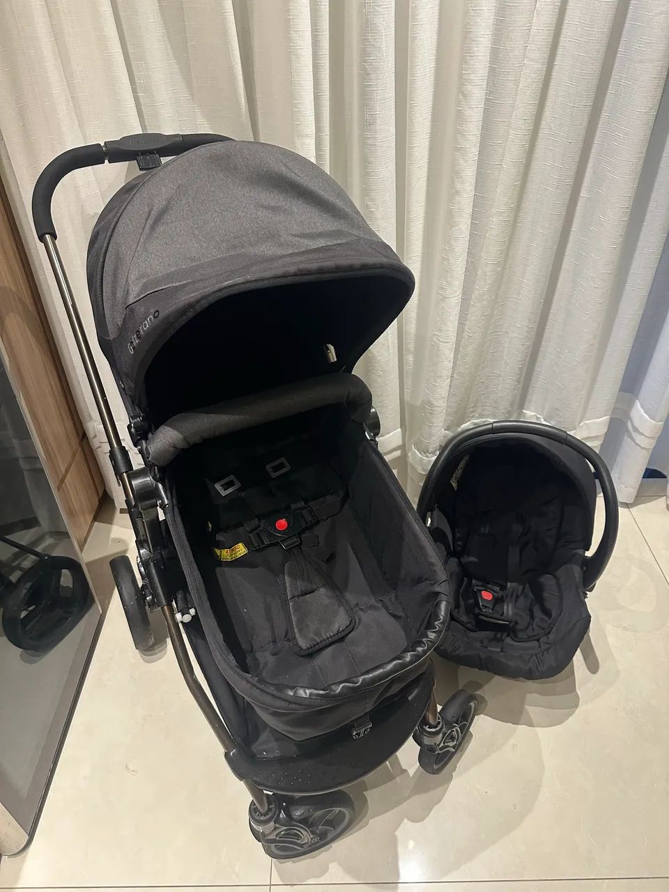 Carrinho de bebê Moisés e bebê conforto 