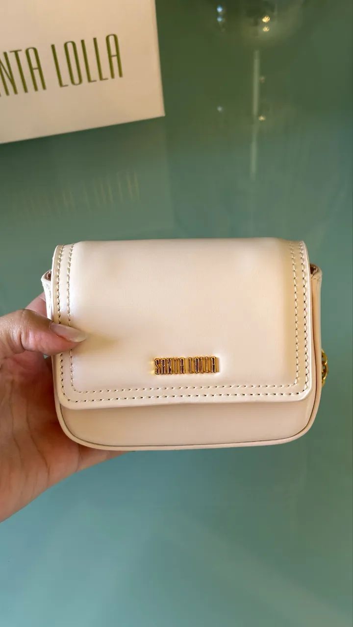 Mini Bolsa Rosa Bebê Santa Lolla com Corrente Dourada - Foto 5