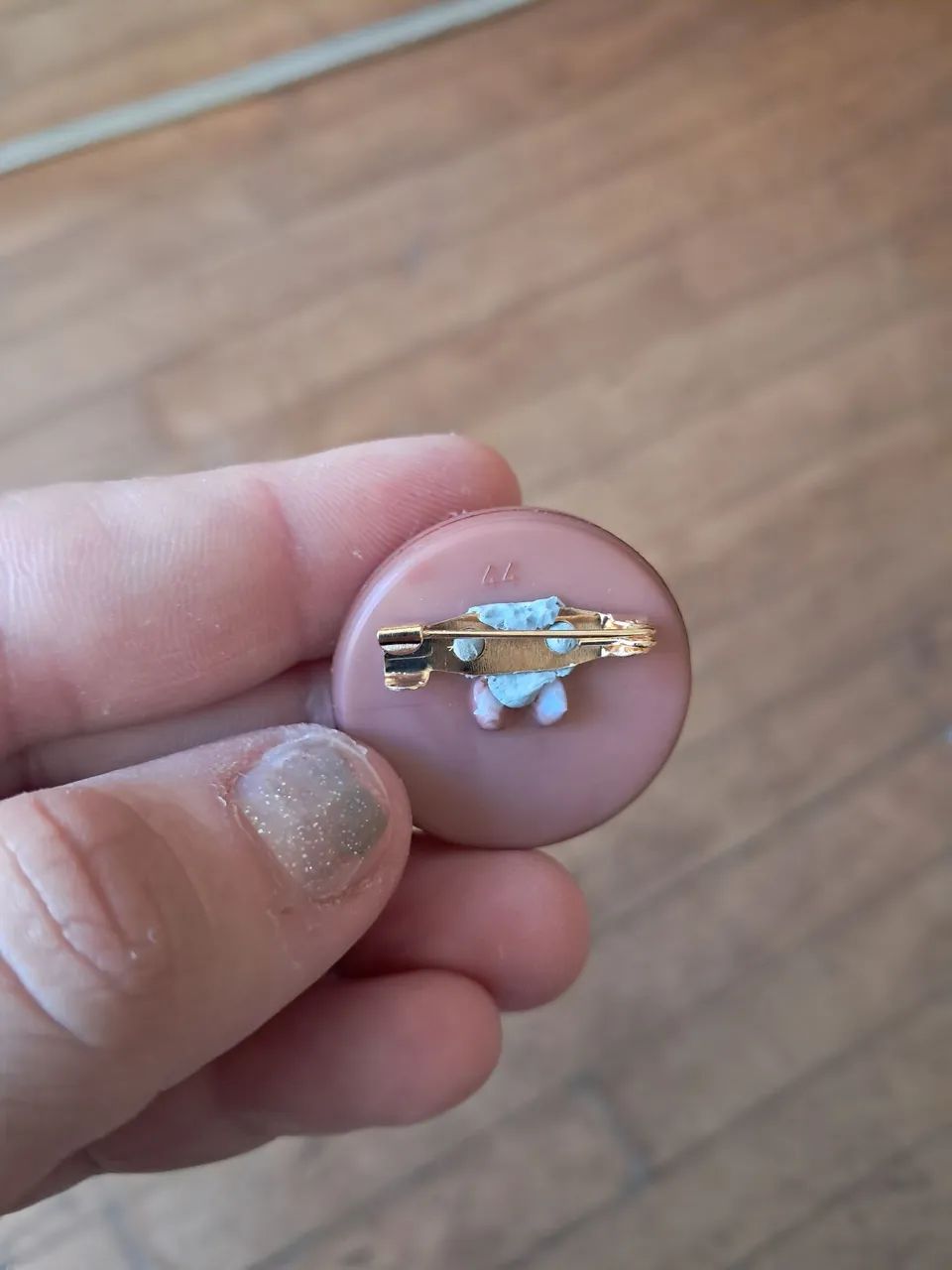 Broche vintage floral rosa claro - Foto 3