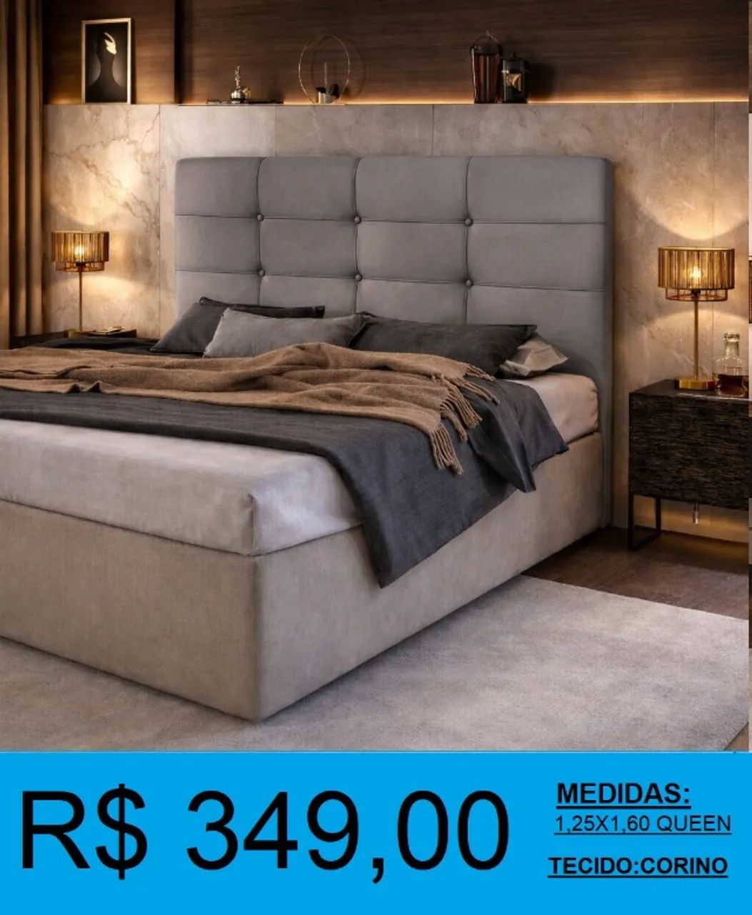 Cabeceira queen design de alto padrão - Entrega grátis