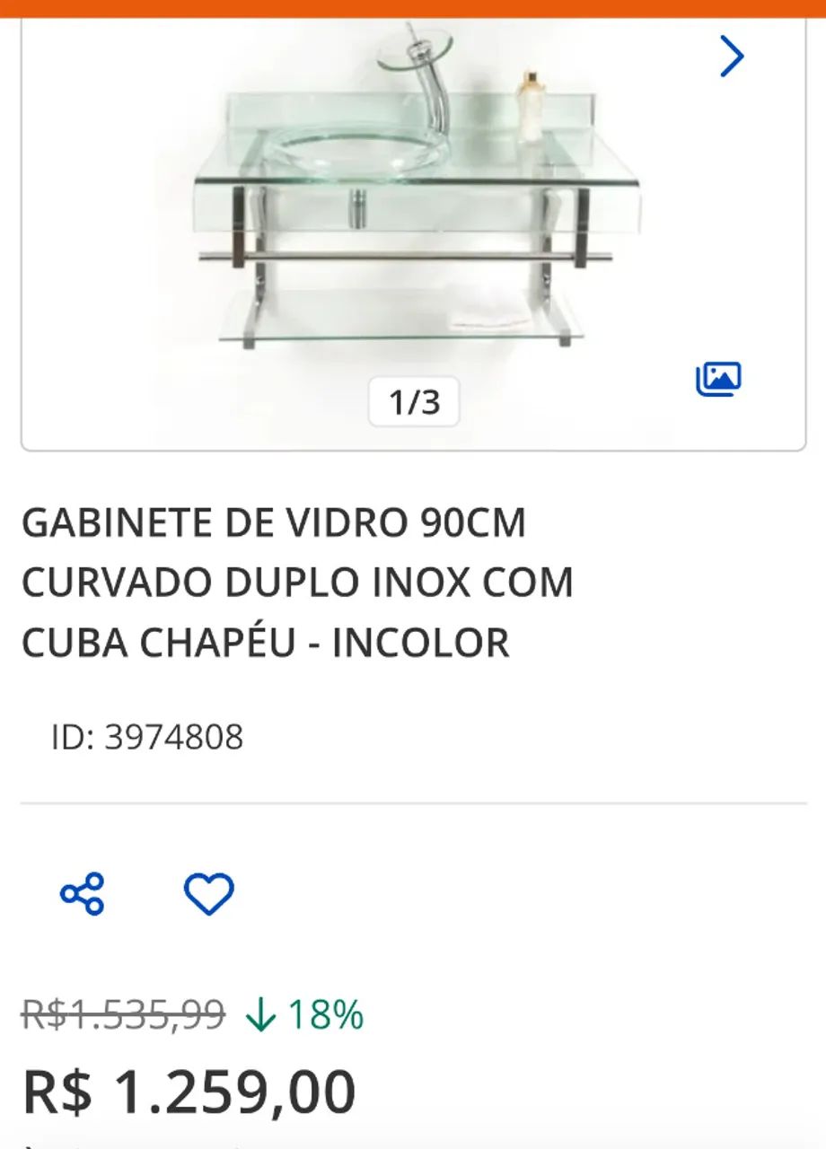 Gabinete de vidro para banheiro