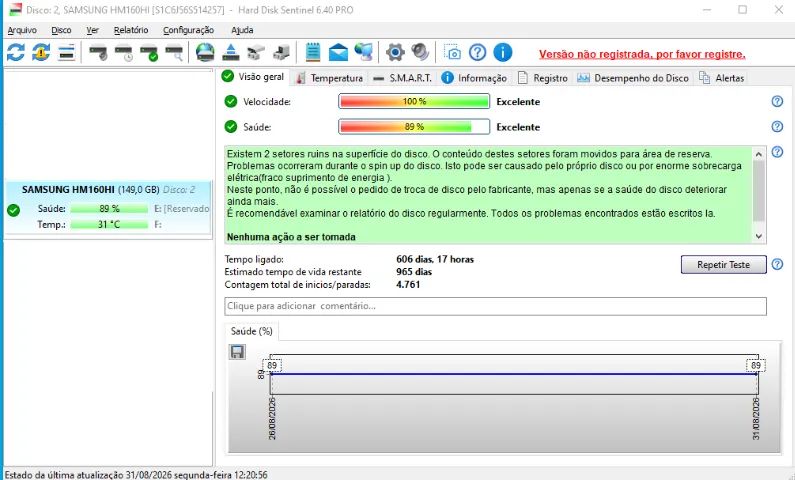 Hd Usado 160GB Samsung Para notebook - Foto 2