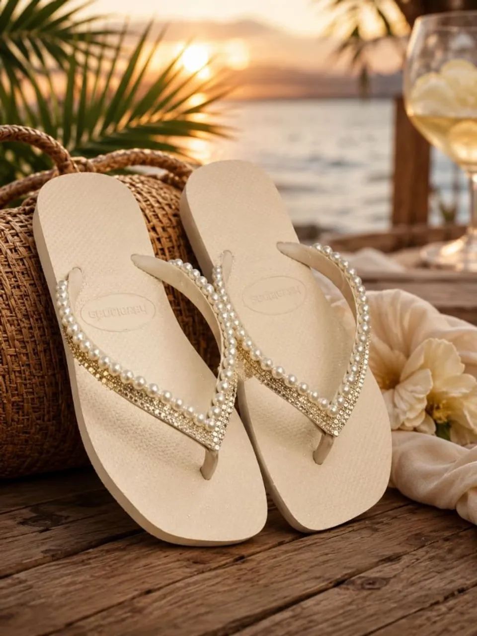 Chinelos bordados 