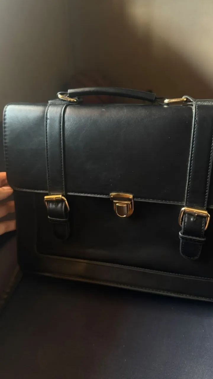 Bolsa de Couro Preta - Nova - Foto 3