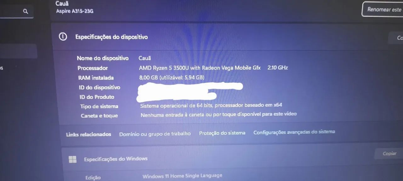 Notebook acer aspire 3 ryzen 5 3500u  - Foto 5