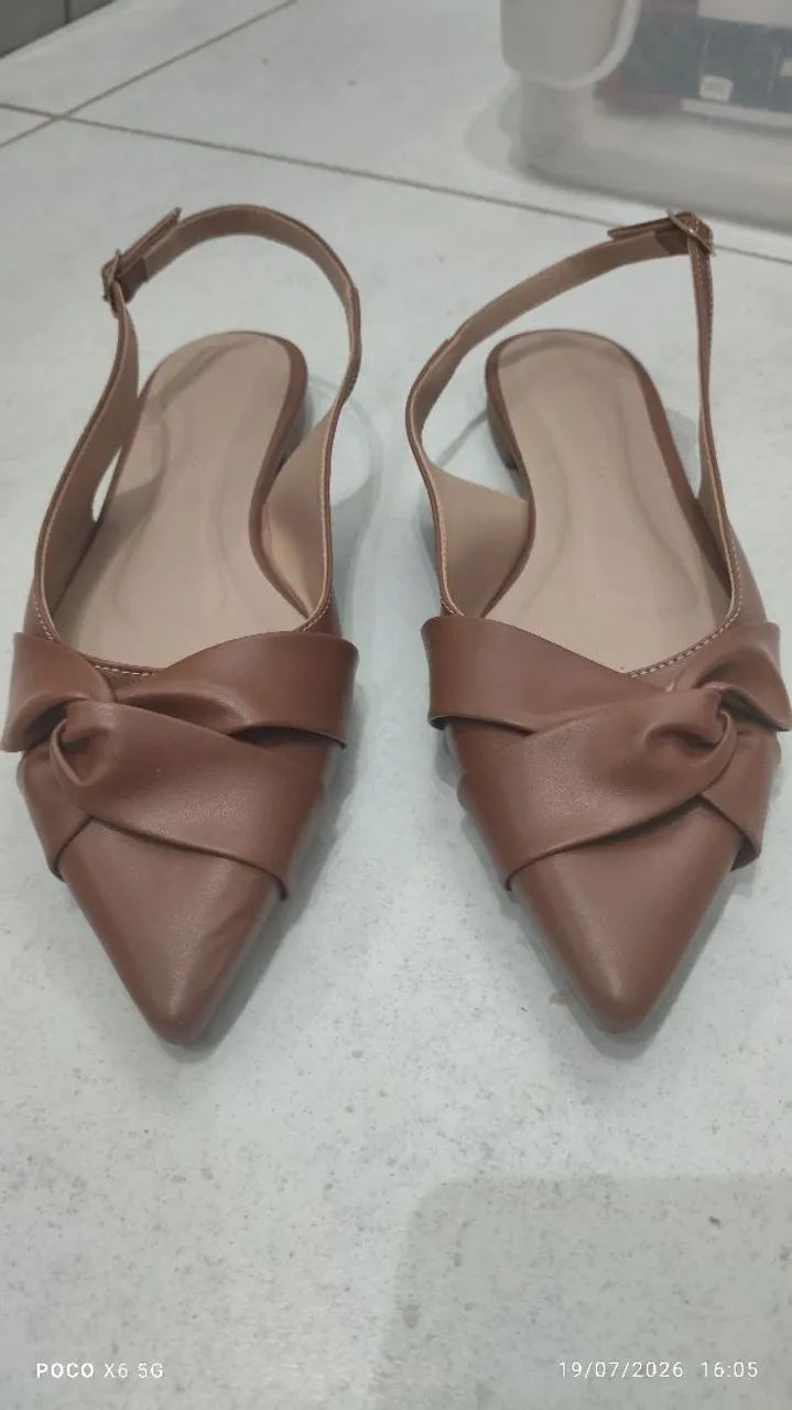 Sapatilha scarpin feminina marrom produto novo - Foto 3