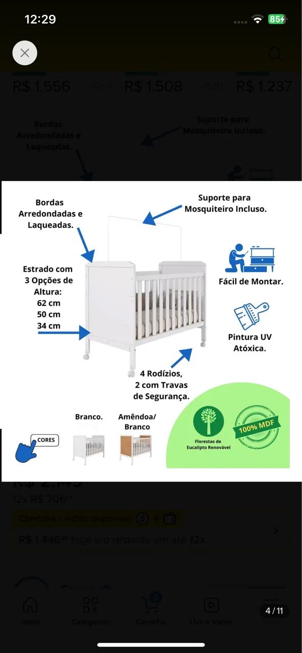 Berço que vira cama  usado