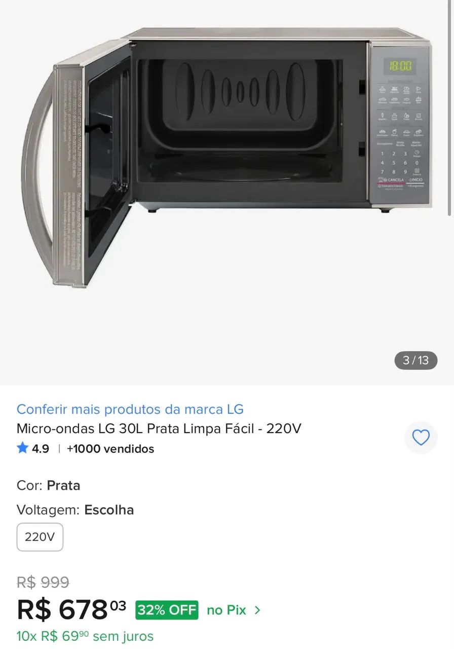 Microondas LG espelhado. - Foto 4