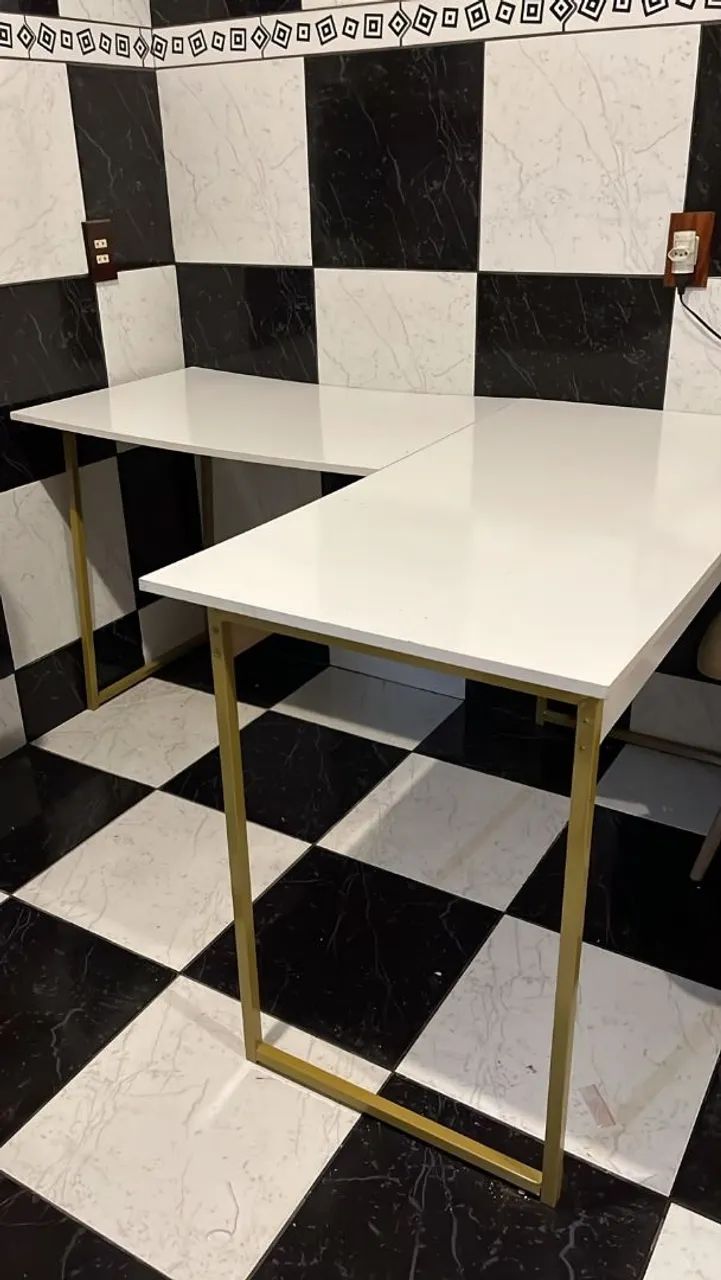 Mesa de canto branca para escritório. - Foto 2
