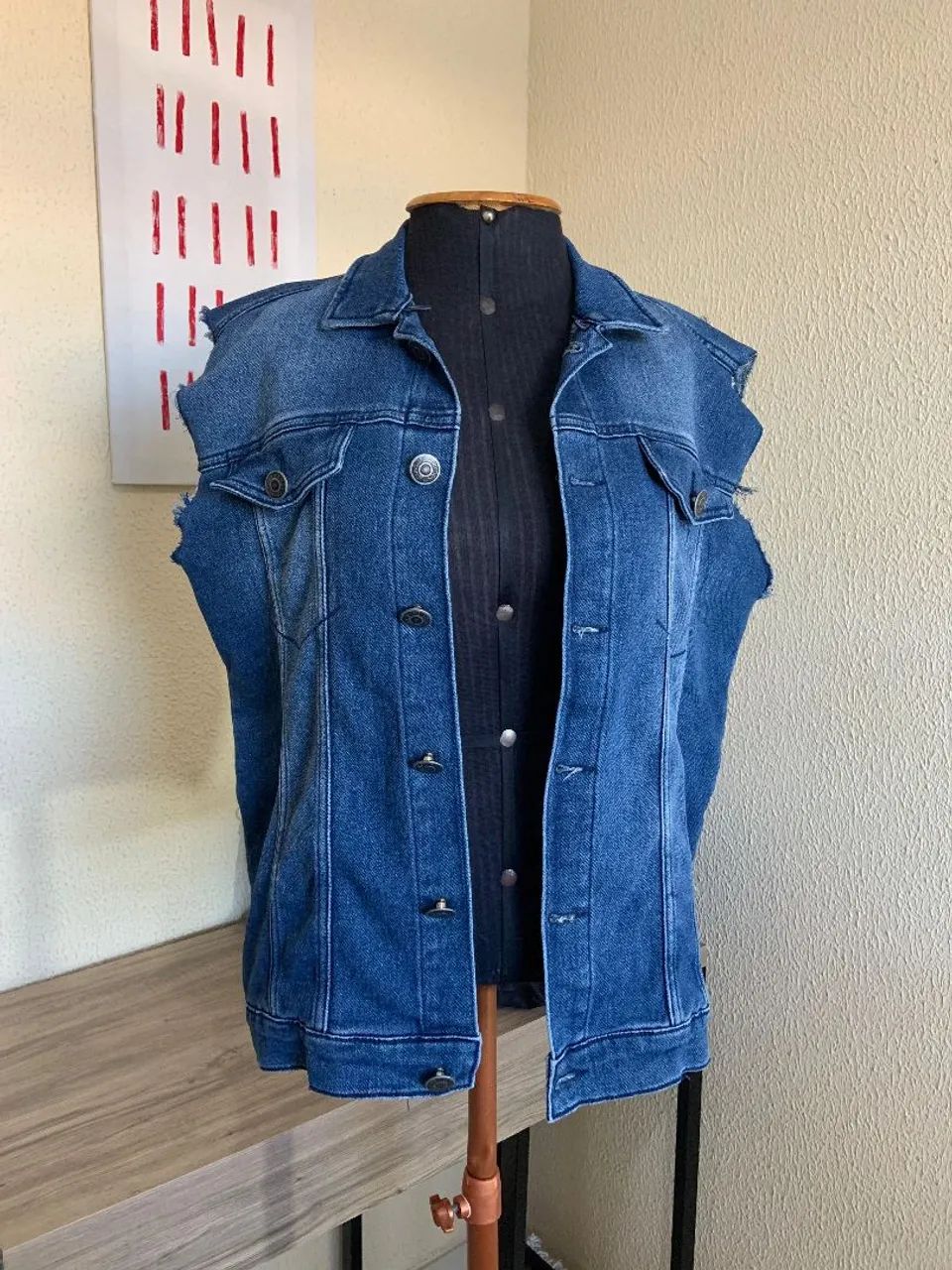 Colete Jeans Azul Feminino em Ótimo Estado