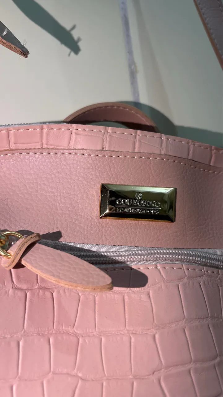 Bolsa rose couro fino