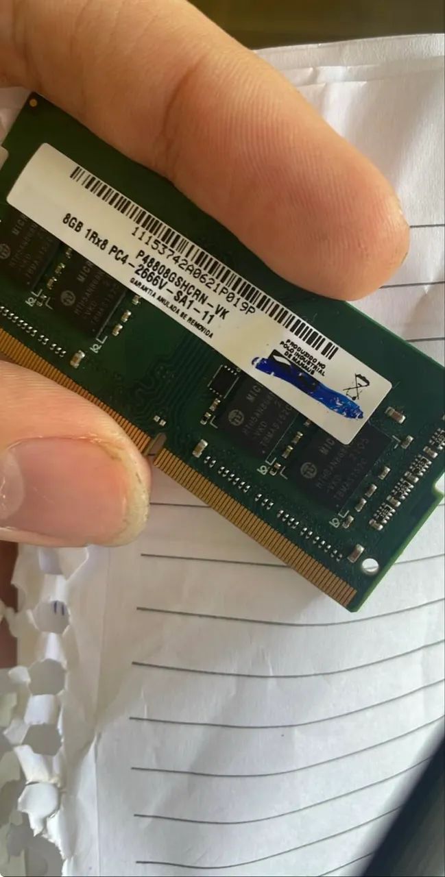 Memória ram ddr4 notebook 8gb funcionando perfeitamente 