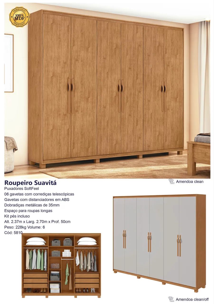 Guarda Roupa Casal 100% MDF - Promoção  - Foto 3