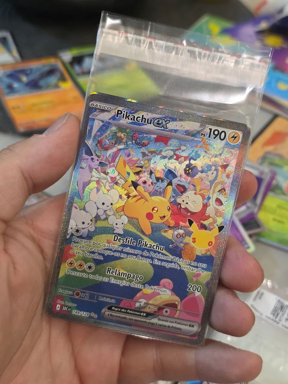 3 cartas Pikachu Ex + Gengar + Mew Ex
