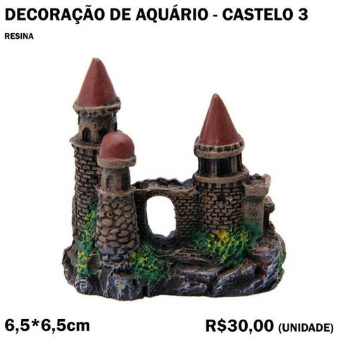 Decoração de Aquário Castelo com 3 Torres