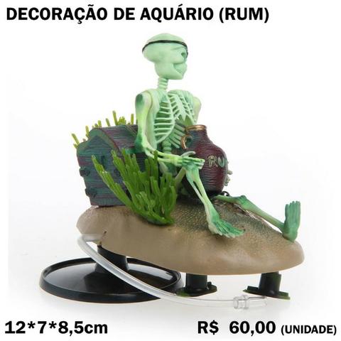 Decoração de Aquário Esqueleto com Pote de Rum