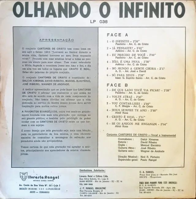 Lp Disco de Vinil Gospel Evangélico - Os Cantores De Cristo - Olhando o infinito - Raro - Foto 2