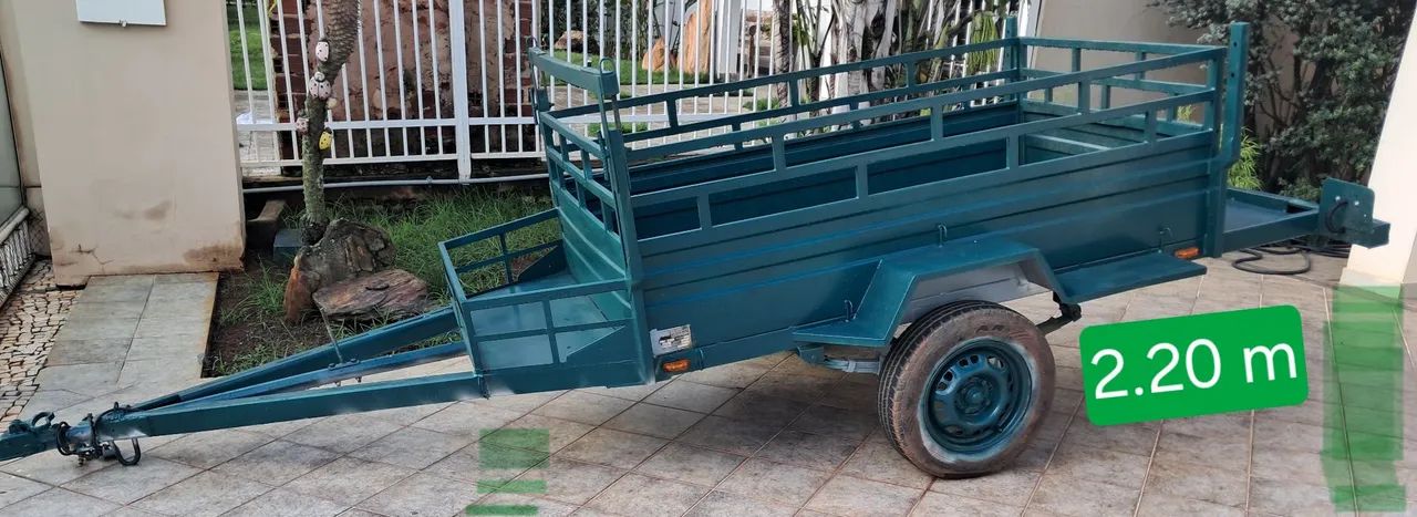 Carretinha reboque Rondon, 1 eixo, 2.20m x 1.20m, reformada e emplacada. - Foto 2