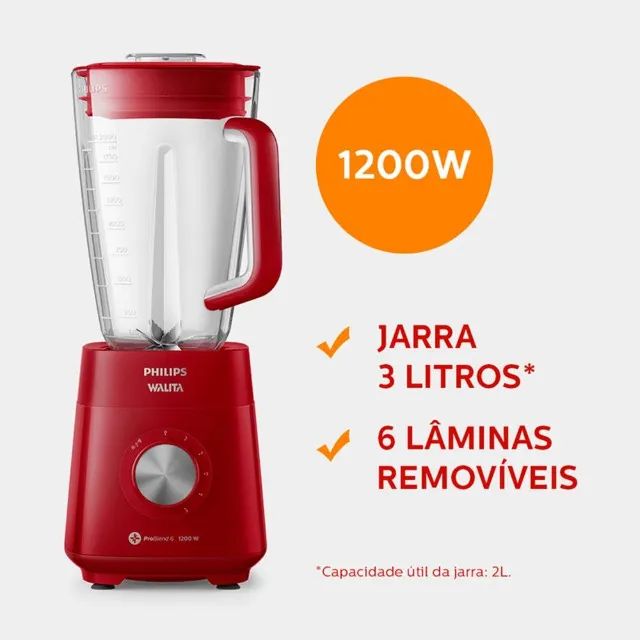 Liquidificador Philips Walita 3 Litros 5 Vel 1200W Vermelho - 220v Zero KM Leia o anuncio - Foto 2