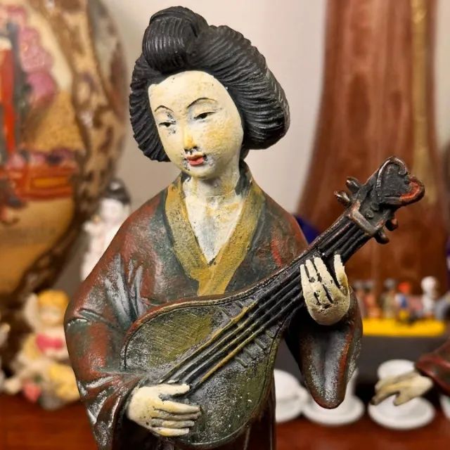 Par de esculturas orientais em cerâmica fria. - Foto 5