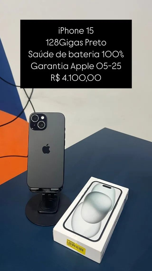 IPhone 15 128 Gigas Preto Saúde de Bateria 100% | Loja Física